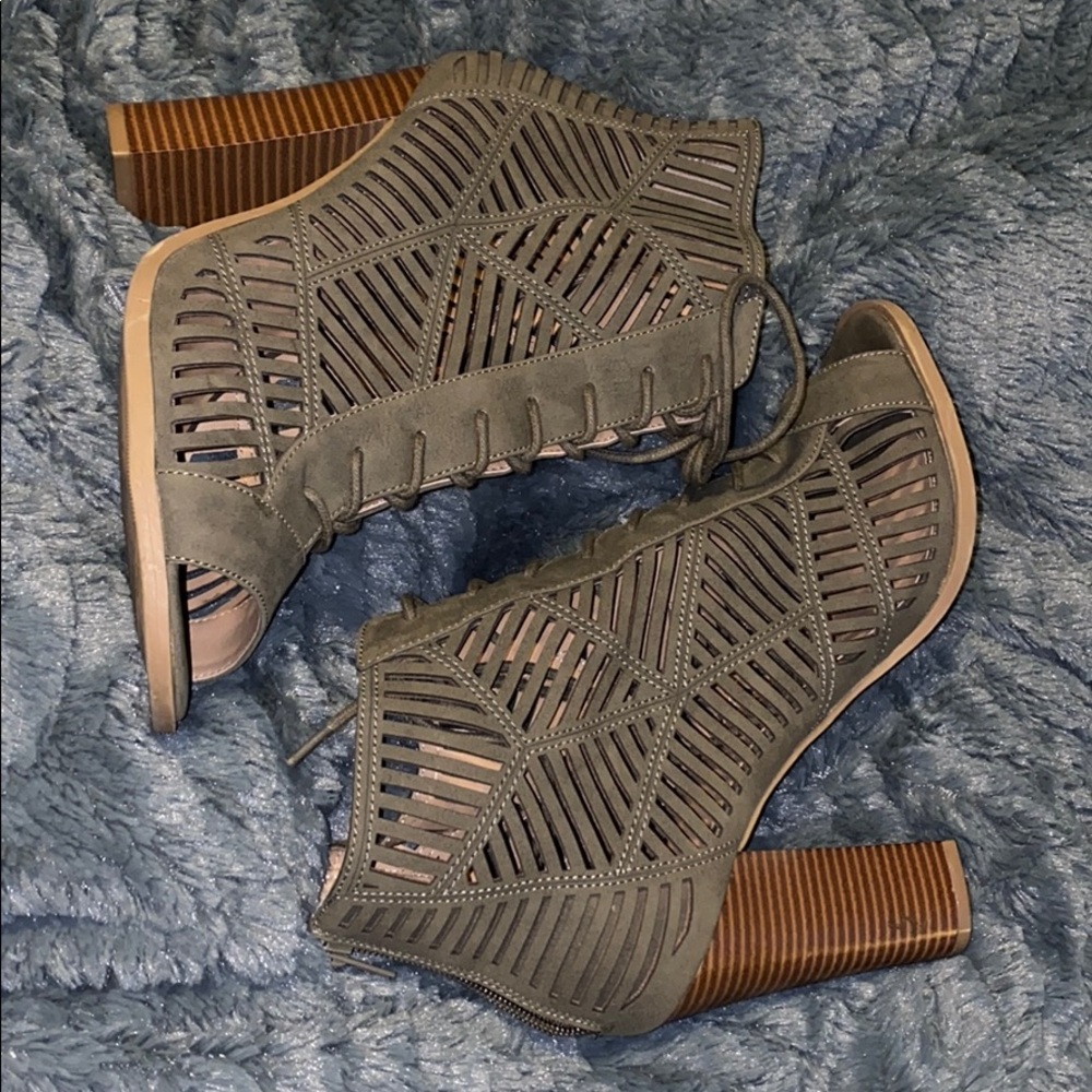Peep toe booties